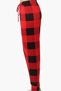 Canada Weather Gear Plaid Tie Waist Pajama Bottoms - Red