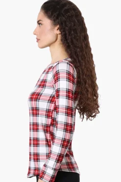 Canada Weather Gear Plaid Crewneck Pajama Top - White