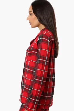 Canada Weather Gear Plaid Button Down Pajama Top - Red