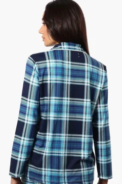 Canada Weather Gear Plaid Button Down Pajama Top - Blue