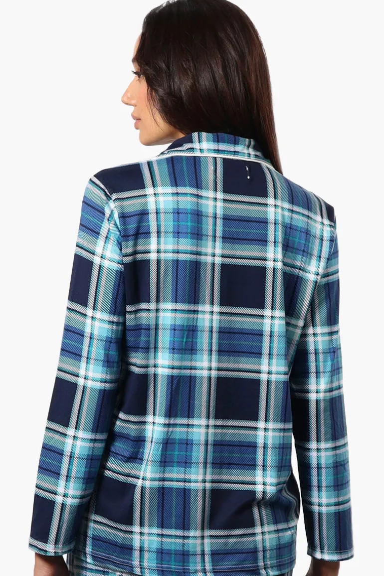 Canada Weather Gear Plaid Button Down Pajama Top - Blue