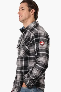 Canada Weather Gear Plaid Fleece Button Up Shacket - Black