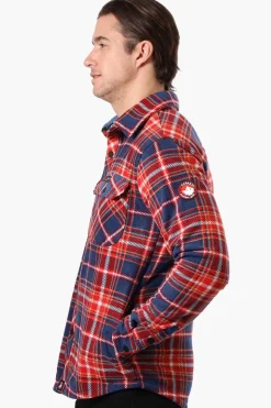 Canada Weather Gear Plaid Fleece Button Up Shacket - Navy