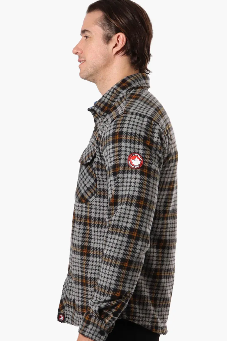 Canada Weather Gear Plaid Fleece Button Up Shacket - Grey
