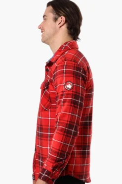 Canada Weather Gear Plaid Fleece Button Up Shacket - Red