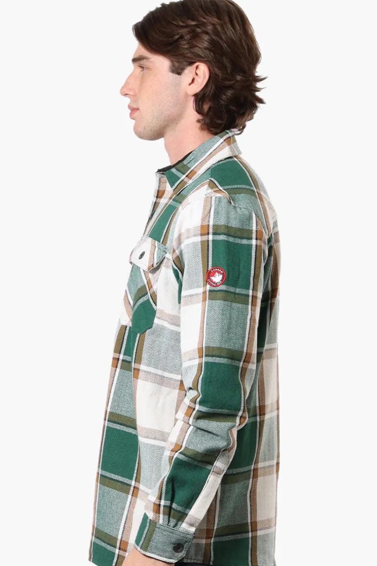 Canada Weather Gear Plaid Button Up Casual Shirt - Green