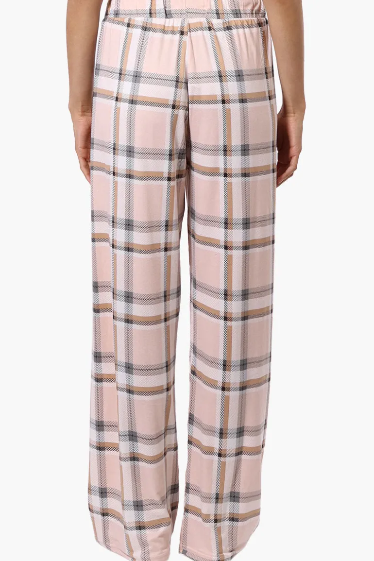 Canada Weather Gear Plaid Wide Leg Pajama Pants - Peach