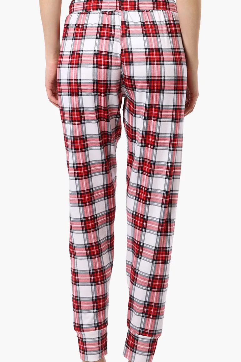 Canada Weather Gear Plaid Tie Waist Pajama Bottoms - Red