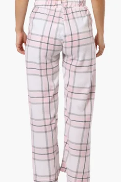 Canada Weather Gear Plaid Wide Leg Pajama Bottoms - White
