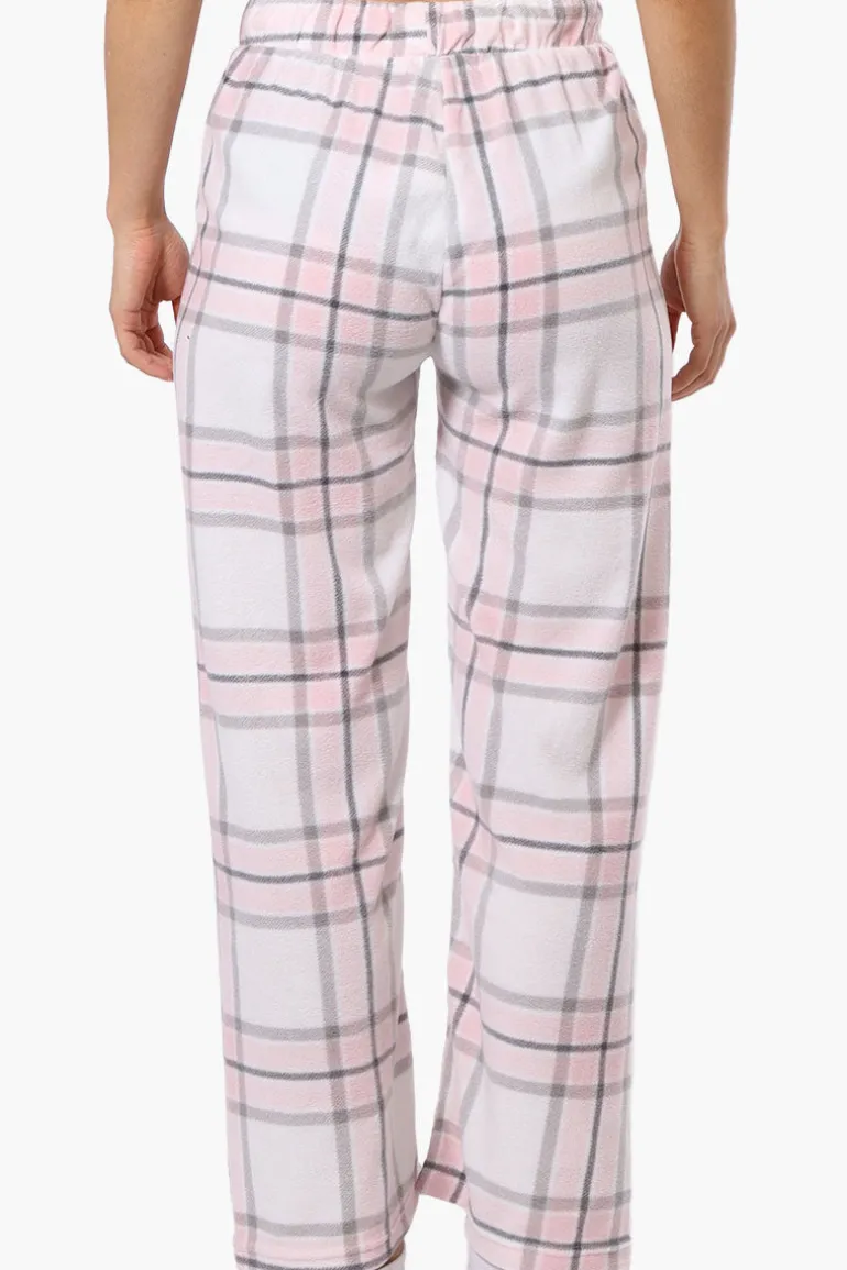 Canada Weather Gear Plaid Wide Leg Pajama Bottoms - White