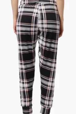 Canada Weather Gear Plaid Tie Waist Pajama Bottoms - Black