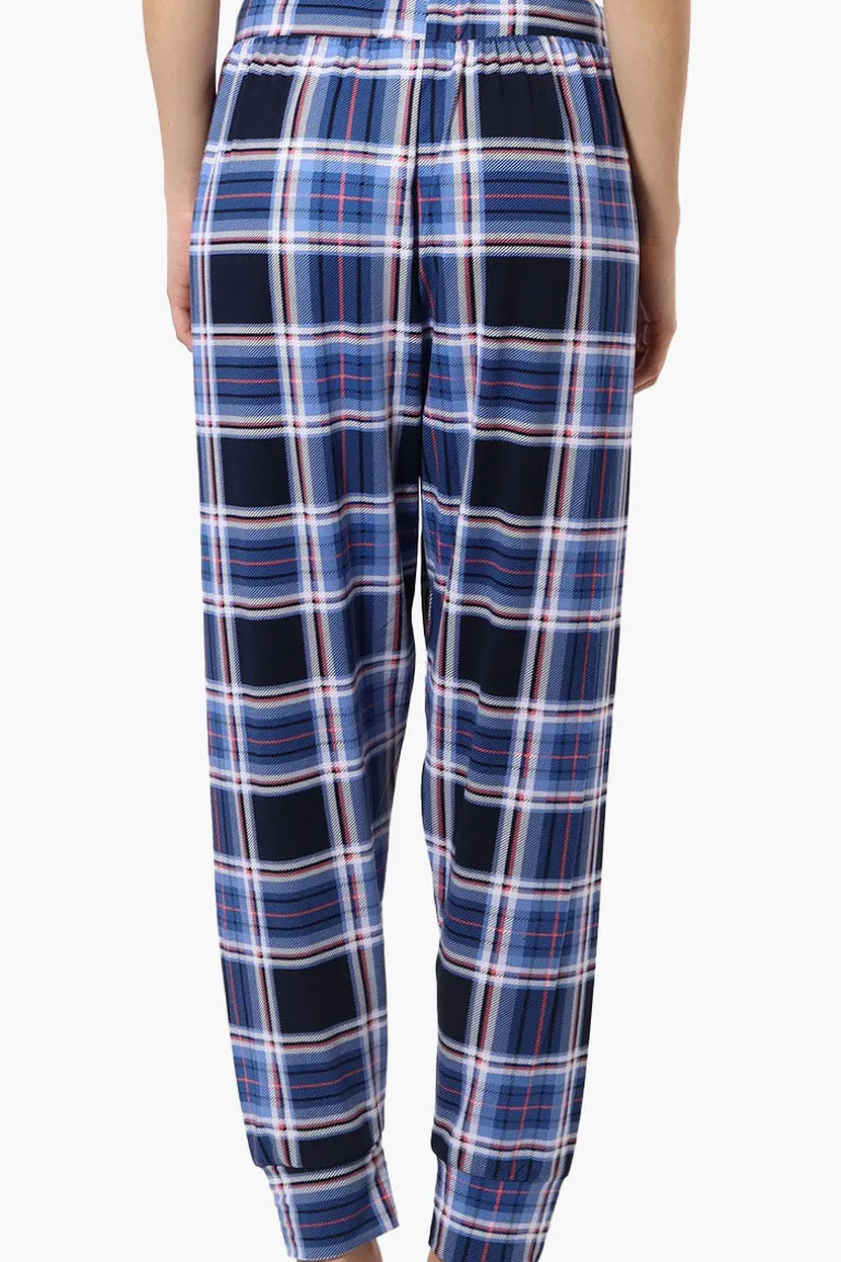 Canada Weather Gear Plaid Tie Waist Pajama Bottoms - Blue