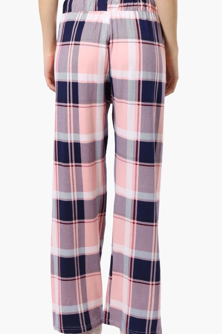 Canada Weather Gear Plaid Wide Leg Pajama Bottoms - Pink