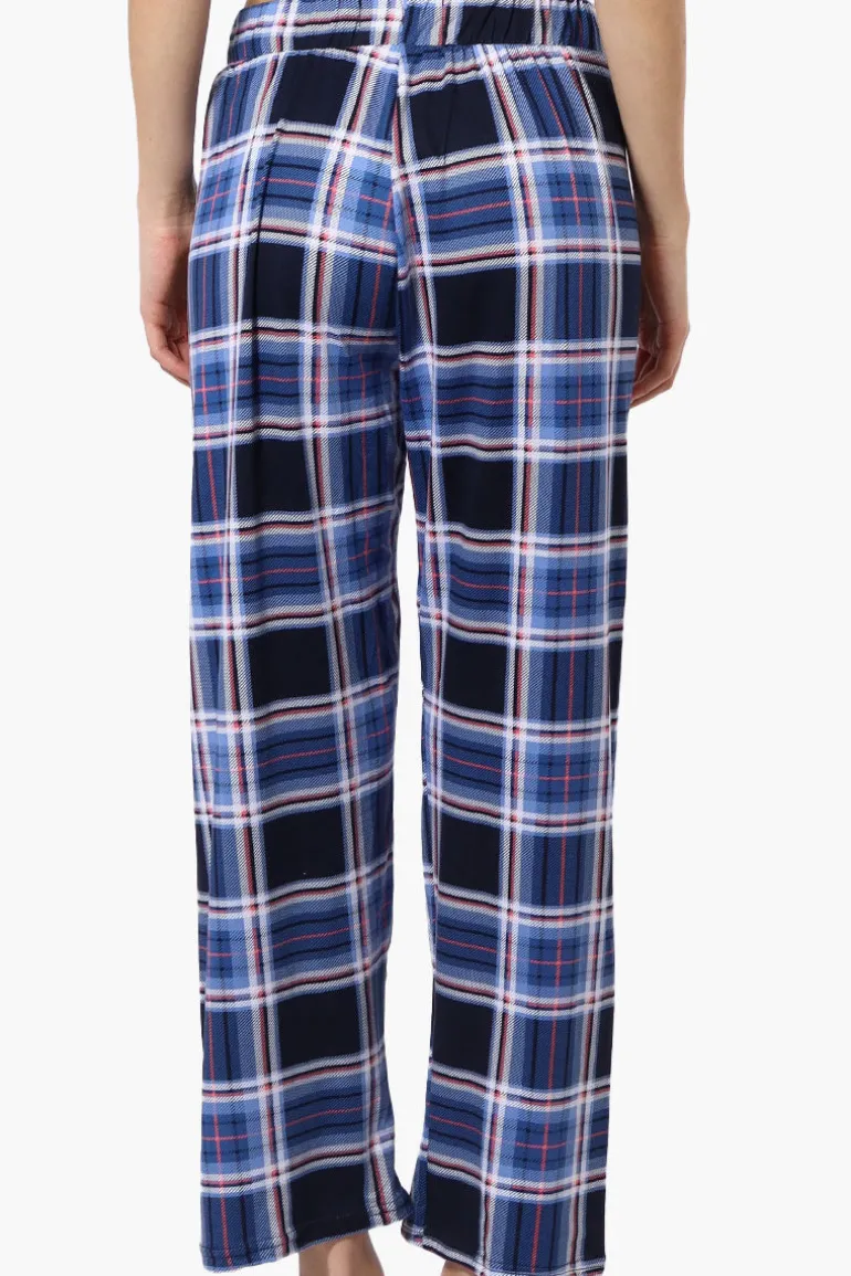 Canada Weather Gear Plaid Wide Leg Pajama Bottoms - Blue