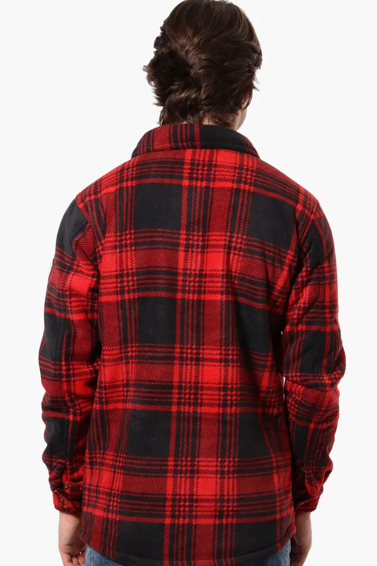 Canada Weather Gear Plaid Sherpa Lined Lightweight Jacket - Red