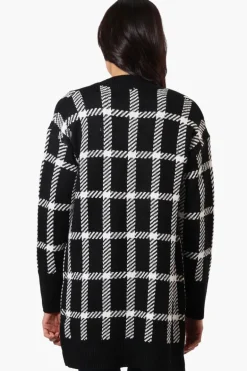 Canada Weather Gear Plaid Open Wrap Cardigan - Black