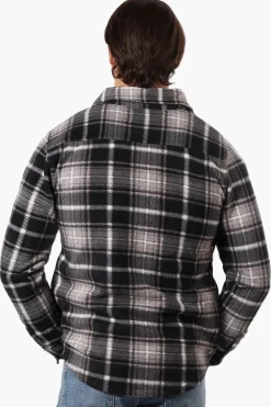 Canada Weather Gear Plaid Fleece Button Up Shacket - Black