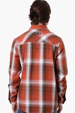 Canada Weather Gear Plaid Button Up Casual Shirt - Rust