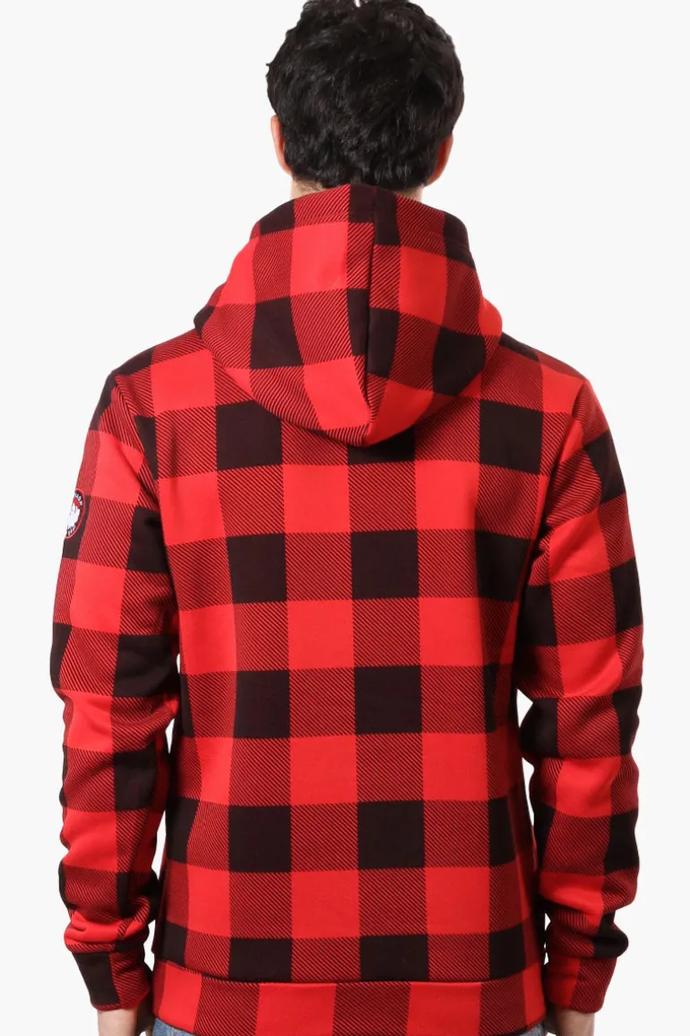 Canada Weather Gear Plaid Embroidered Hoodie - Red