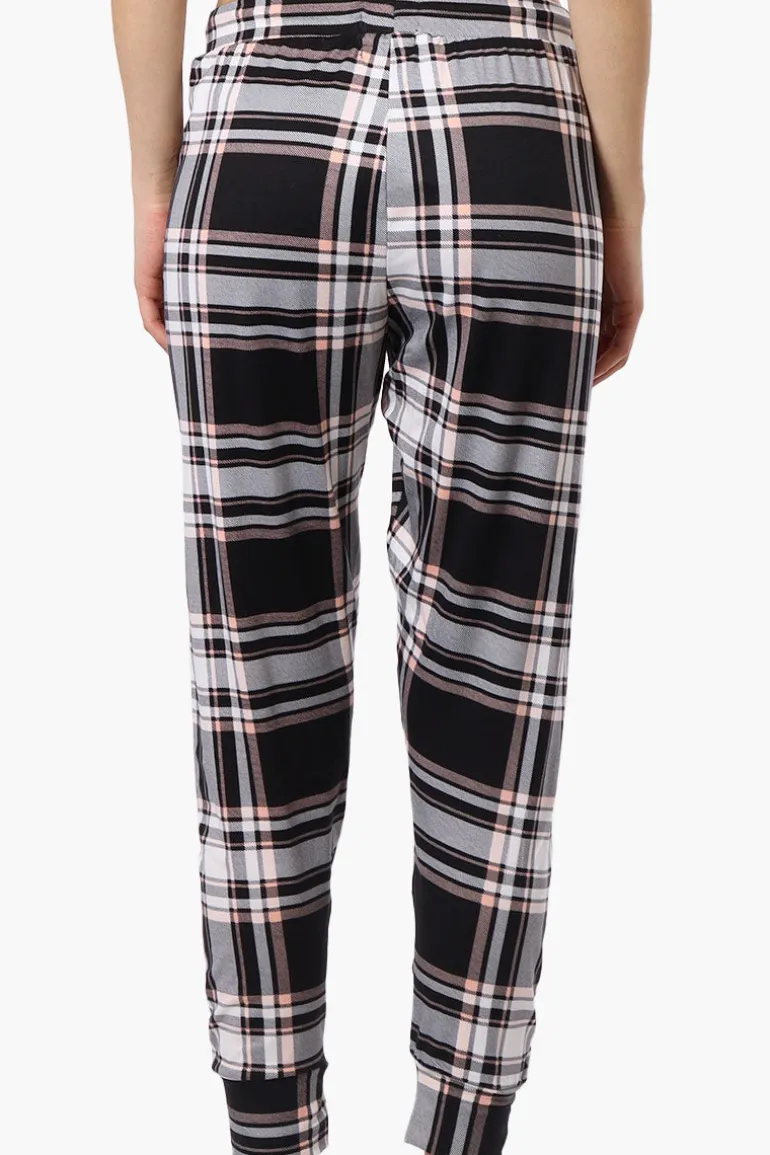 Canada Weather Gear Plaid Tie Waist Pajama Bottoms - Black