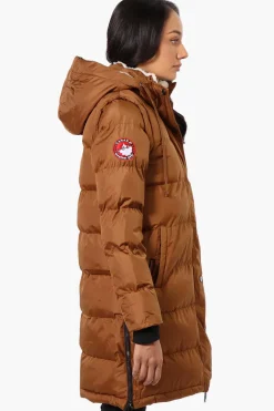 Canada Weather Gear Side Slit Puffer Parka Jacket - Brown