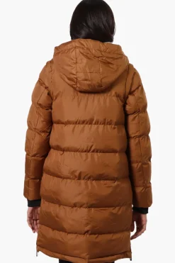 Canada Weather Gear Side Slit Puffer Parka Jacket - Brown