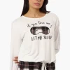 Canada Weather Gear Sleep Print Drawstring Pajama Top - White