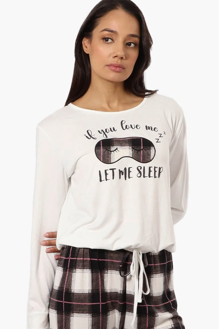 Canada Weather Gear Sleep Print Drawstring Pajama Top - White