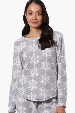 Canada Weather Gear Snowflake Pattern Pajama Top - Grey