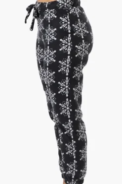 Canada Weather Gear Snowflake Pattern Fleece Pajama Bottoms - Black