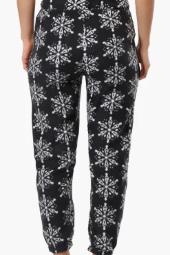 Canada Weather Gear Snowflake Pattern Fleece Pajama Bottoms - Black