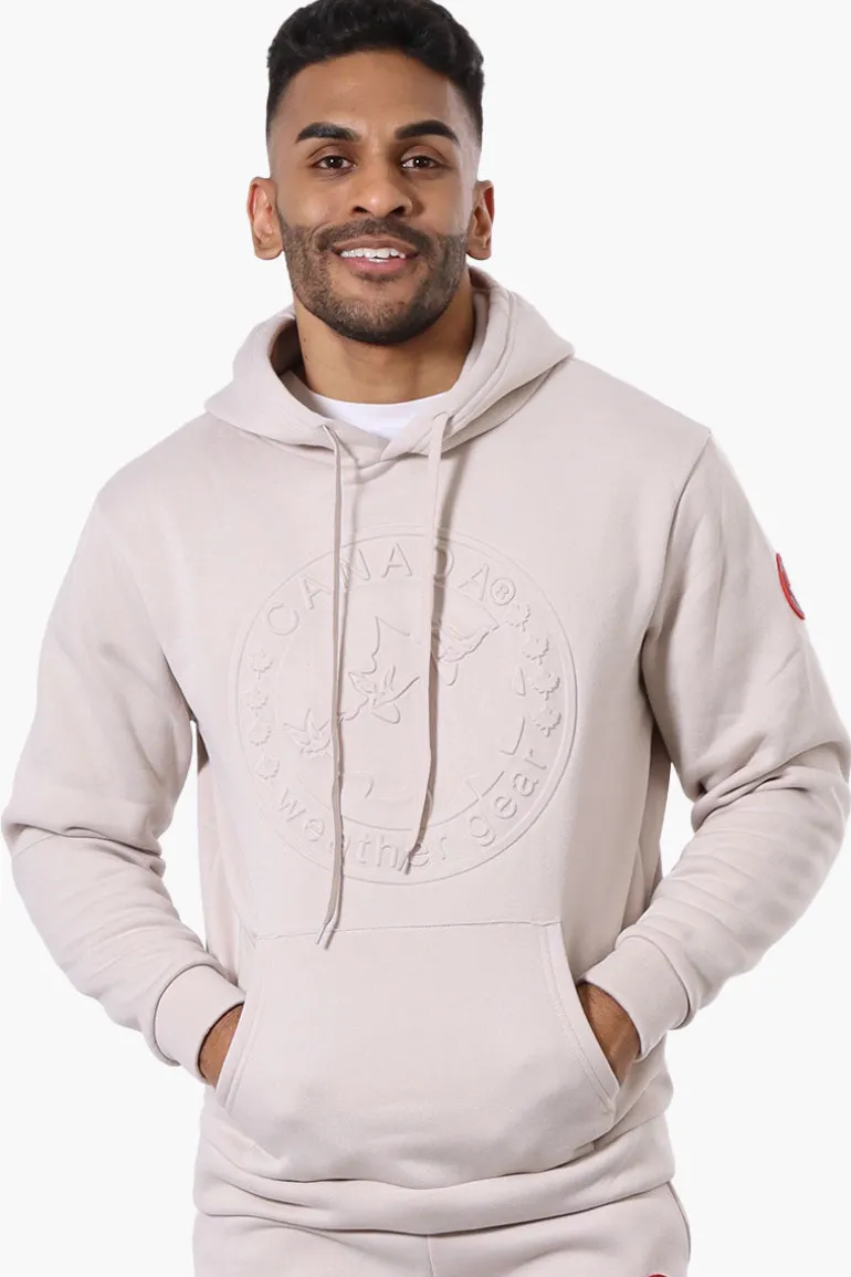 Canada Weather Gear Solid Embossed Logo Hoodie - Beige