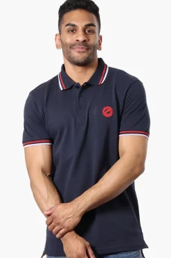 Canada Weather Gear Stripe Detail Short Sleeve Polo Shirt - Navy