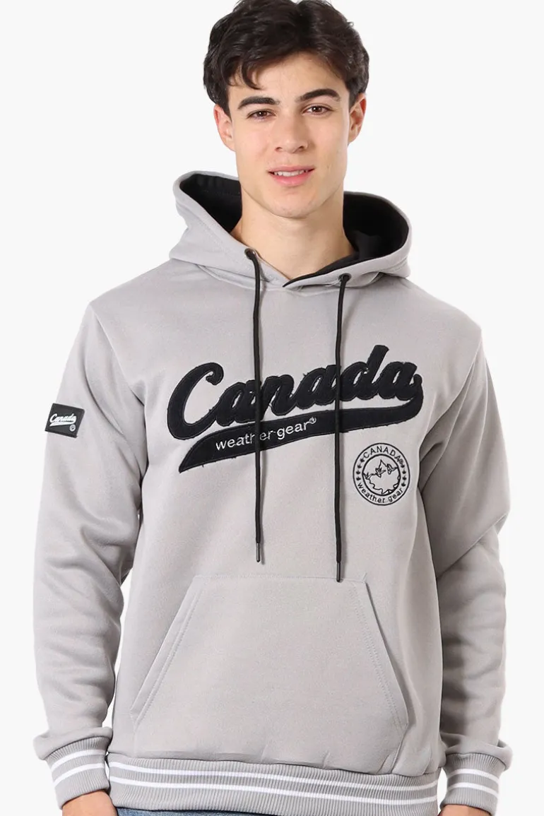 Canada Weather Gear Striped Cuff Hoodie - Grey