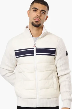 Canada Weather Gear Striped Sweater Knit Lightweight Jacket - White