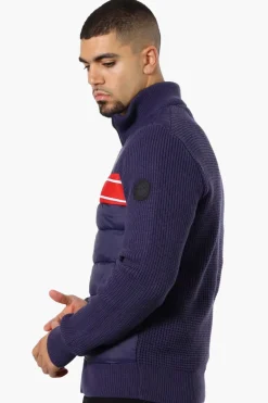 Canada Weather Gear Striped Sweater Knit Lightweight Jacket - Navy