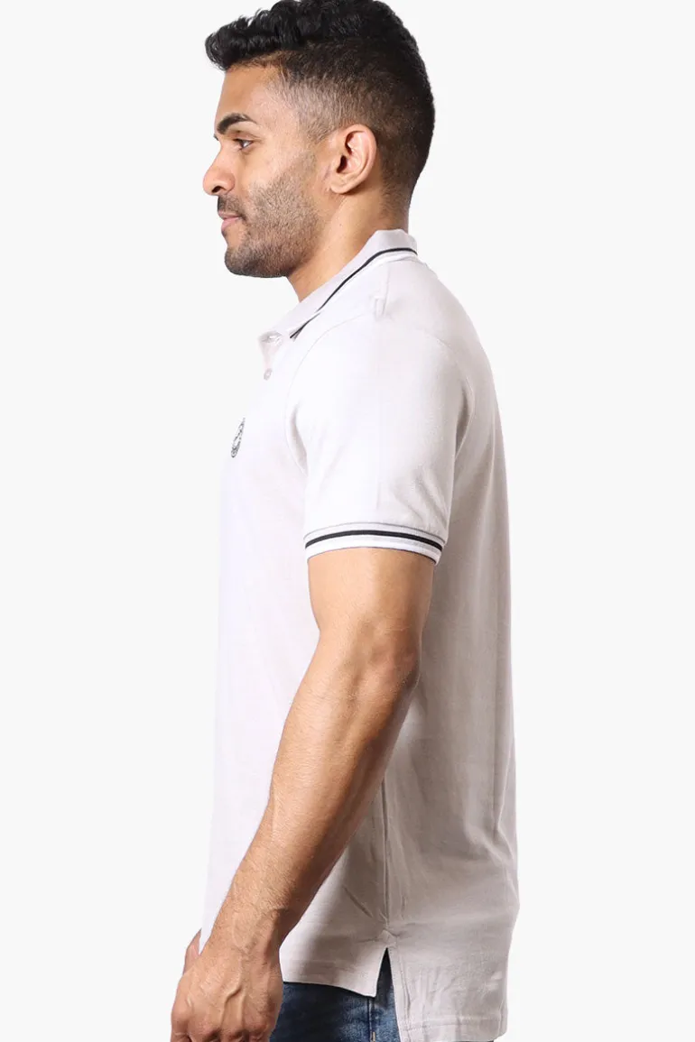 Canada Weather Gear Stripe Detail Short Sleeve Polo Shirt - Stone