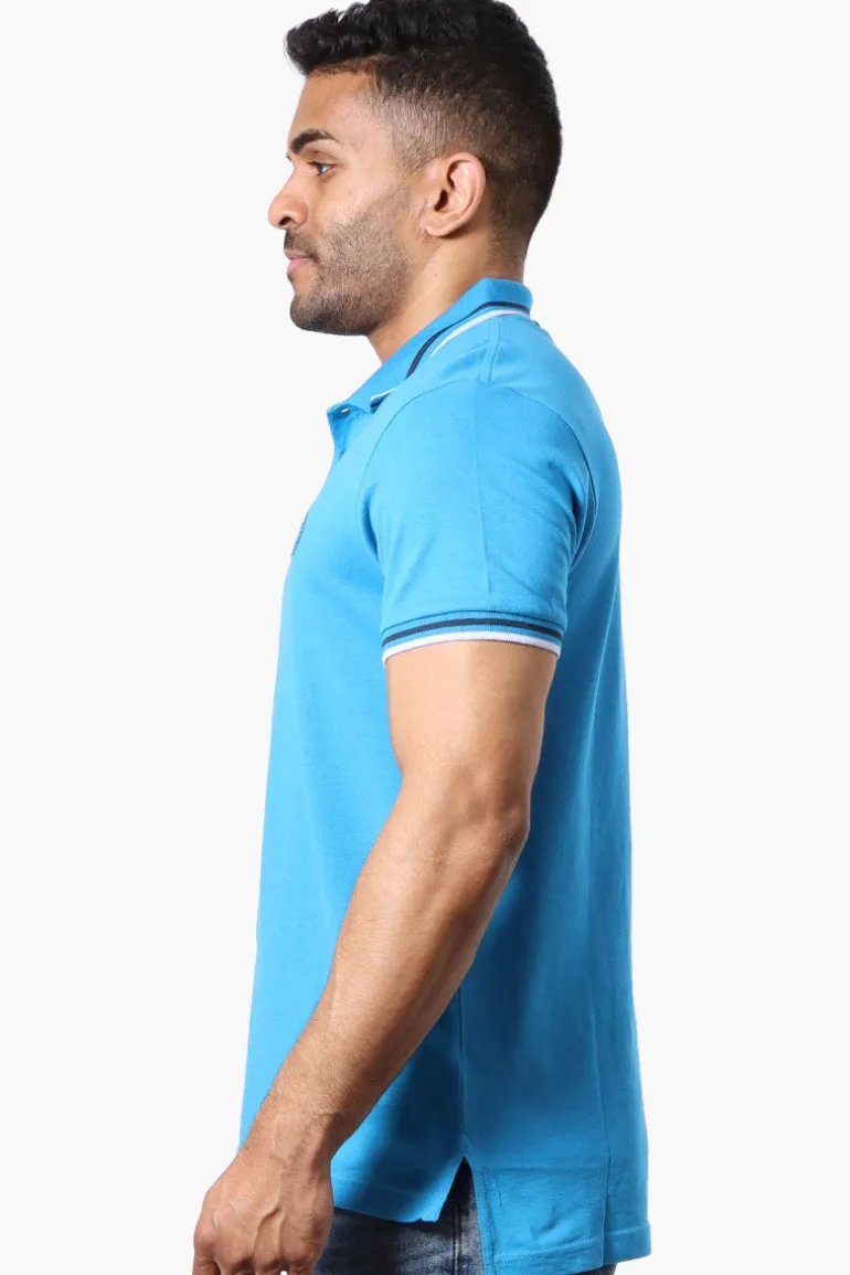 Canada Weather Gear Stripe Detail Short Sleeve Polo Shirt - Blue