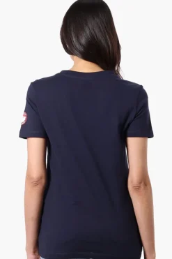 Canada Weather Gear Striped Chest Logo Print Tee - Navy