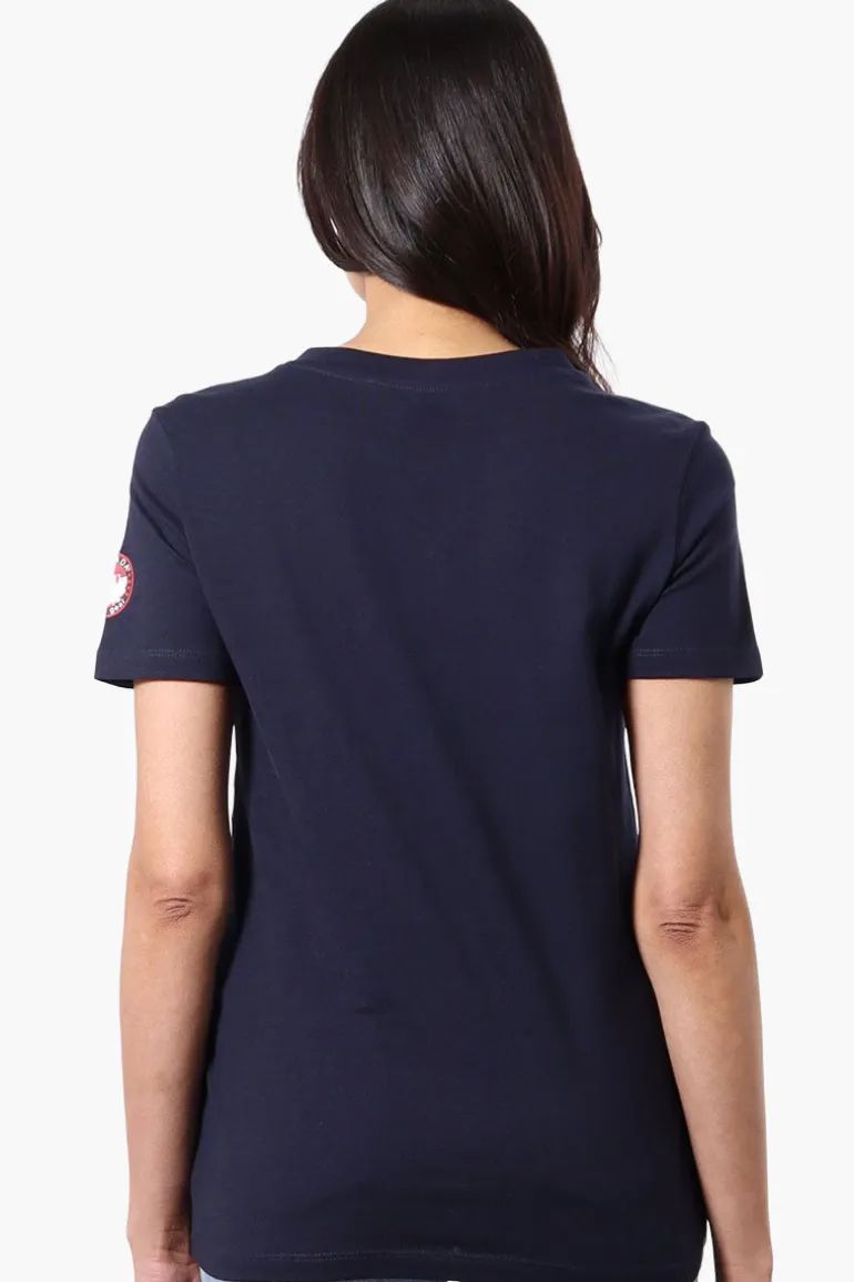 Canada Weather Gear Striped Chest Logo Print Tee - Navy