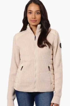 Canada Weather Gear Sweater Knit Zip Up Lightweight Jacket - Beige