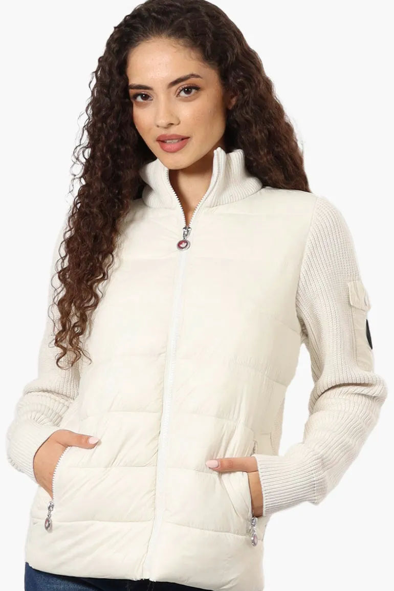 Canada Weather Gear Sweater Knit Polyfill Lightweight Jacket - White