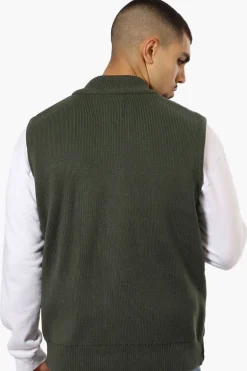 Canada Weather Gear Sweater Knit Polyfill Puffer Vest - Olive