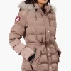 Canada Weather Gear Tie Waist Vegan Fur Hood Parka Jacket - Pink