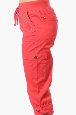 Canada Weather Gear Tie Waist Cargo Capris - Coral