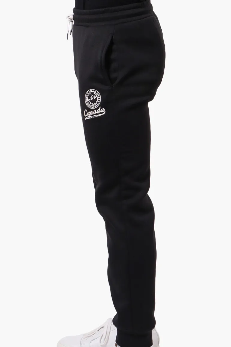 Canada Weather Gear Tie Waist Embroidered Joggers - Black