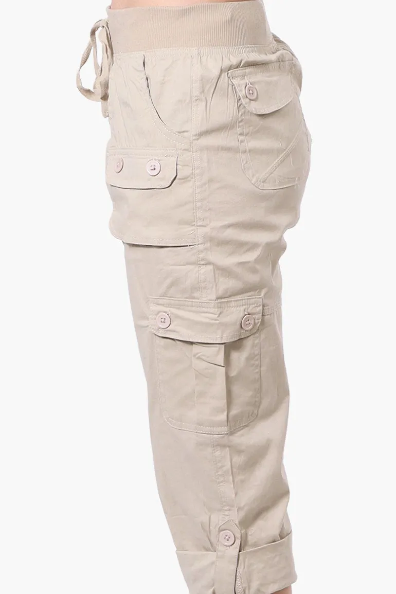 Canada Weather Gear Tie Waist Cargo Capris - Beige