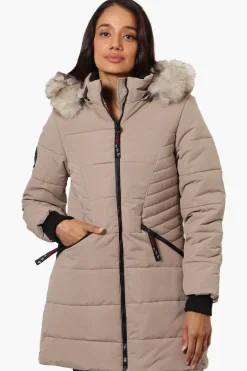 Canada Weather Gear Vegan Fur Hood Puffer Parka Jacket - Beige