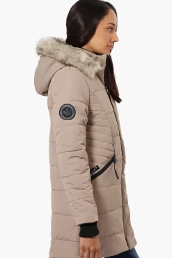 Canada Weather Gear Vegan Fur Hood Puffer Parka Jacket - Beige