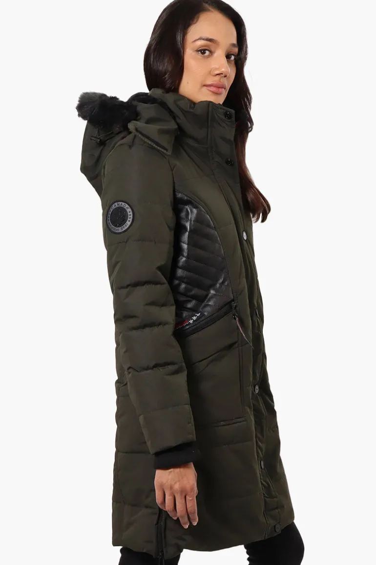 Canada Weather Gear Vegan Leather Insert Parka Jacket - Olive